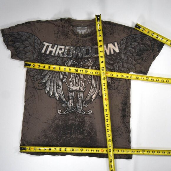 Y2K Affliction Throwdown All-Over Print Grunge T-Shirt - L - Picture 4 of 4